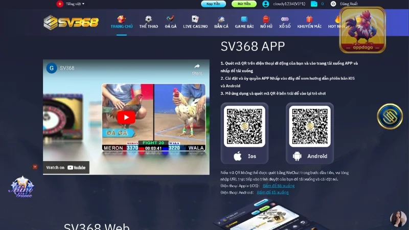 App đá gà SV368 hỗ trợ hai hệ điều hành IOS và Android
